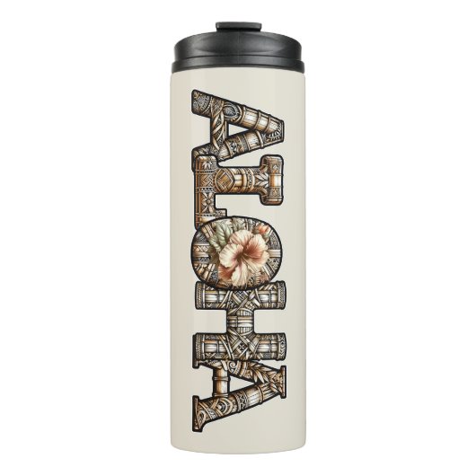 Hawaiaanse Polynesische Aloha Bamboe Look Thermosbeker (Voorkant)