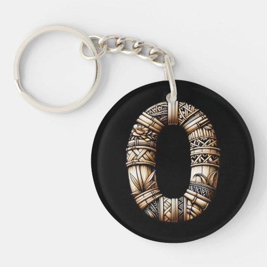 Hawaiaanse Polynesische Aloha Letter O Aangepaste Sleutelhanger (Voorkant)