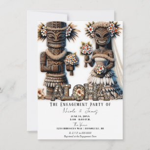 Hawaiaanse Polynesische Tiki Bruid Bruidegom Verlo Kaart