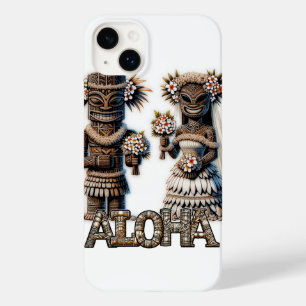 Hawaiaanse Polynesische Tiki Bruid en Bruidegom Hu Case-Mate iPhone 14 Plus Hoesje