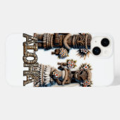 Hawaiaanse Polynesische Tiki Bruid en Bruidegom Hu Case-Mate iPhone Case (Achterkant (horizontaal))