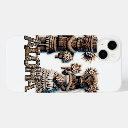 Hawaiaanse Polynesische Tiki Bruid en Bruidegom Tr Case-Mate iPhone Case (Achterkant (horizontaal))