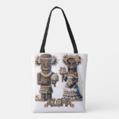 Hawaiaanse Polynesische Tiki Bruid en Bruidegom Tr Tote Bag (Achterkant)