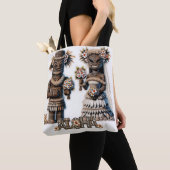 Hawaiaanse Polynesische Tiki Bruid en Bruidegom Tr Tote Bag (Dichtbij)