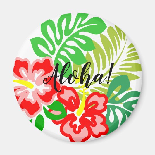 Hawaiaanse print hibiscus bloem magneet (Voorkant)