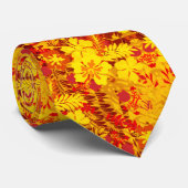 Hawaiaanse Print Hibiscus Bloemen Rood Stropdas (Opgerold)