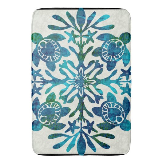 Hawaïaanse print Honu zee schildpad quilt Badmat (Voorkant Verticaal)