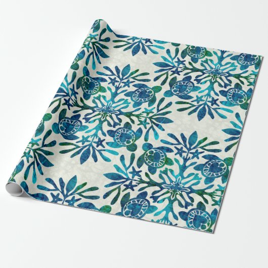 Hawaïaanse print Honu zee schildpad quilt Cadeaupapier (Uitgerold)