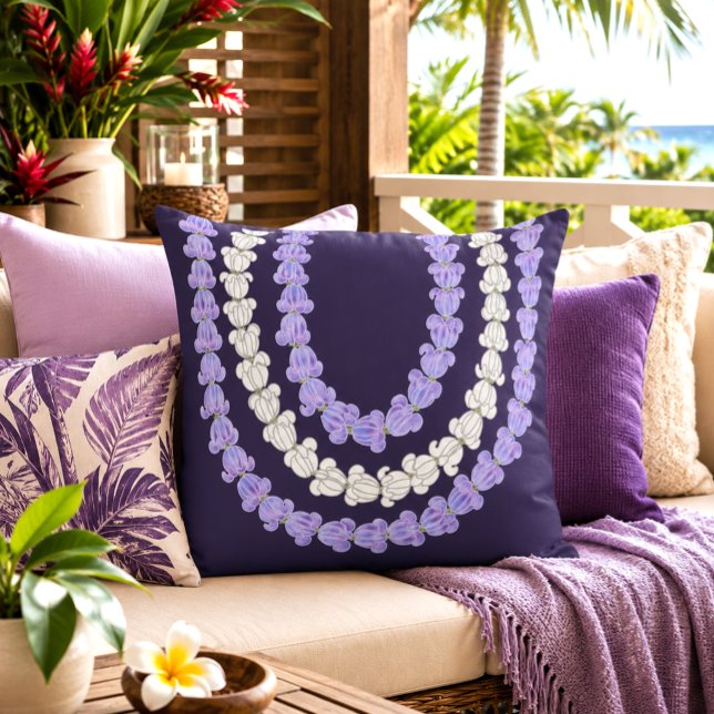 Hawaiaanse print kroon bloem lei kussen (Creator heeft geüpload)