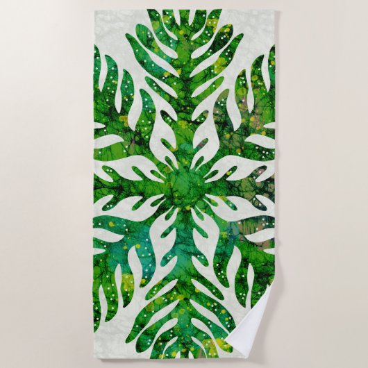 Hawaïaanse print quilt lauae varen strandlaken (Voorkant)