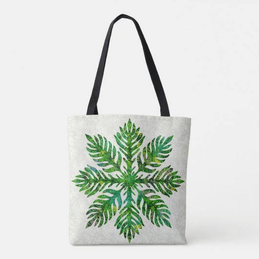 Hawaïaanse print quilt lauae varen tote bag (Achterkant)
