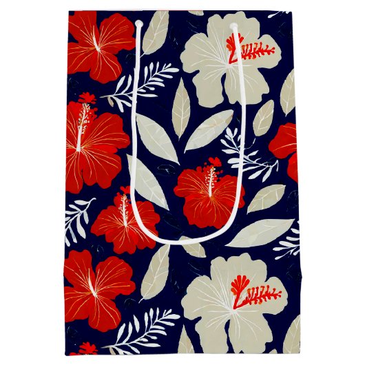 Hawaïaanse print rode hibiscus medium cadeauzakje (Achterkant)
