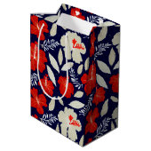 Hawaïaanse print rode hibiscus medium cadeauzakje (Achterkant Gekanteld)
