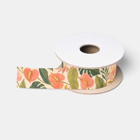 Hawaiaanse print satijnen lint (Spoel)