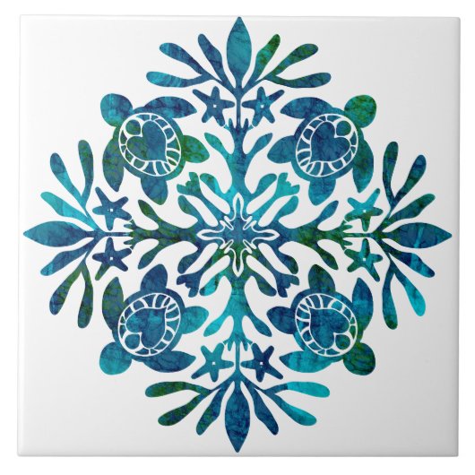 Hawaïaanse quilt honu tegeltje (Voorkant)
