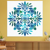 Hawaïaanse Quilt Honu ( zeeen schildpad ) Canvas Afdruk (Insitu (Woonkamer))