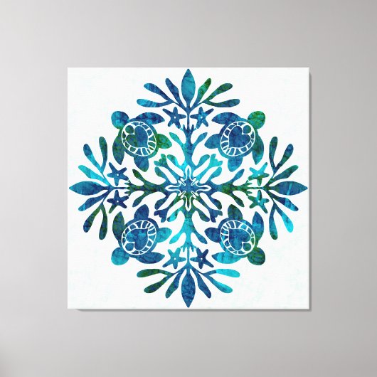 Hawaïaanse Quilt Honu ( zeeen schildpad ) Canvas Afdruk (Voorkant)