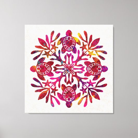 Hawaïaanse Quilt Honu ( zeeen schildpad ) Canvas Afdruk (Voorkant)