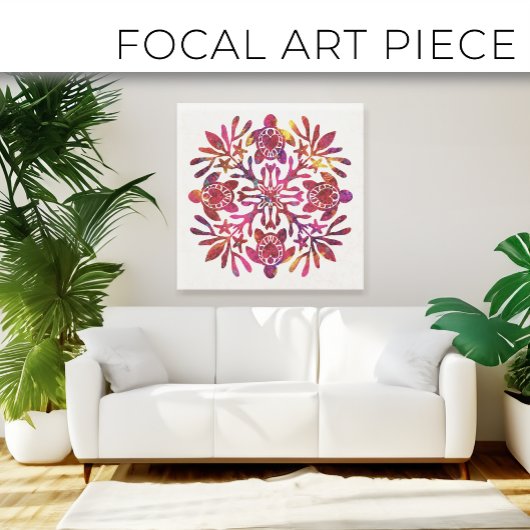 Hawaïaanse Quilt Honu ( zeeen schildpad ) Canvas Afdruk