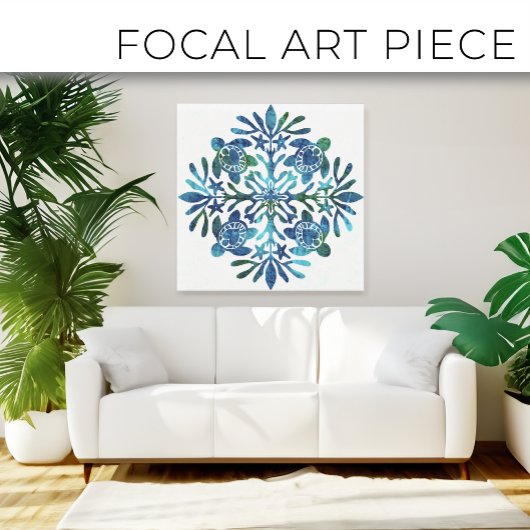 Hawaïaanse Quilt Honu ( zeeen schildpad ) Canvas Afdruk