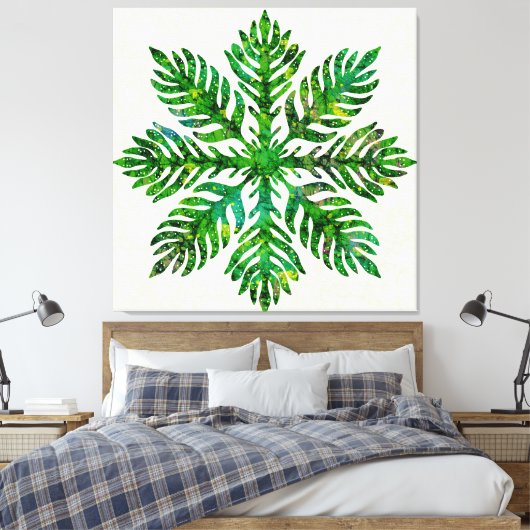 Hawaïaanse Quilt Lauae varen Canvas Afdruk (Insitu (Slaapkamer))