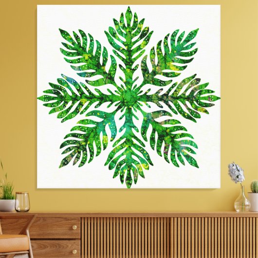 Hawaïaanse Quilt Lauae varen Canvas Afdruk (Insitu (Woonkamer))