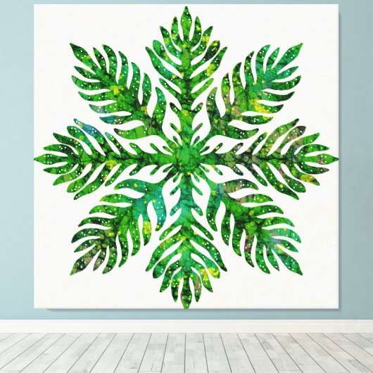 Hawaïaanse Quilt Lauae varen Canvas Afdruk (Insitu (Houten vloer))
