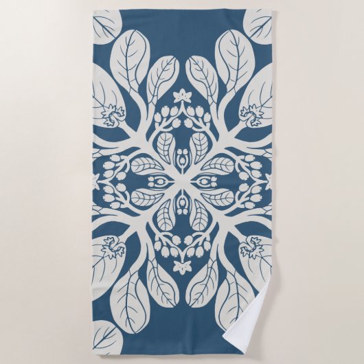 Hawaïaanse Quilt Naupaka in beige Strandlaken (Voorkant)