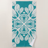 Hawaïaanse Quilt Naupaka in beige Strandlaken (Voorkant)