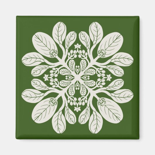 Hawaïaanse Quilt Naupaka Magneet (Voorkant)