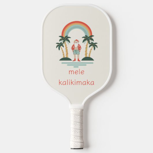 Hawaiaanse/Rainbow/Palms Kerstman Pickleball Paddle (Voorkant)