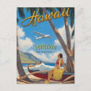 Hawaiaanse Reis Honolulu Hula Meisje in Vintage St Briefkaart