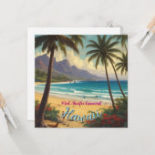 Hawaiaanse Reis Honolulu Midden-Pacific in Vintage Kaart (Voorkant / Achterkant in situ)