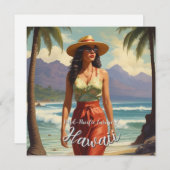 Hawaiaanse Reis Honolulu Midden-Pacific Retro Stij Kaart (Voorkant / Achterkant)