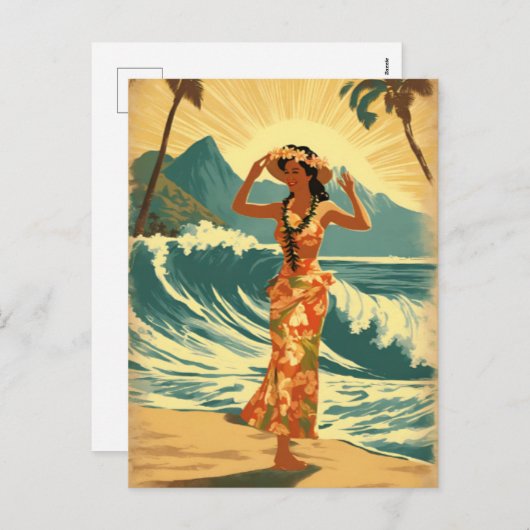  Hawaïaanse reizen Honolulu Mid-Pacific Feestdagenkaart (Voorkant / Achterkant)