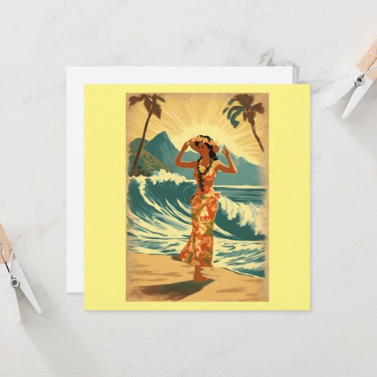  Hawaïaanse reizen Honolulu Mid-Pacific Kaart (Voorkant / Achterkant in situ)