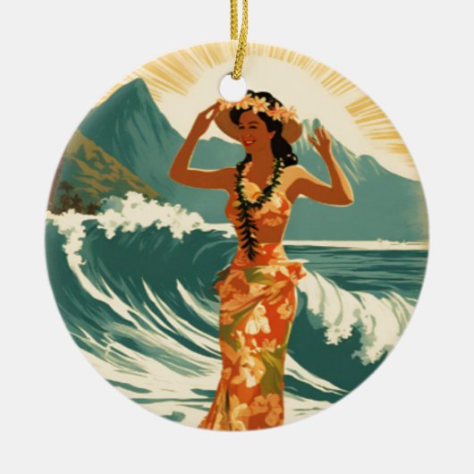  Hawaïaanse reizen Honolulu Mid-Pacific Keramisch Ornament (Voorkant)