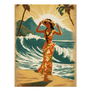  Hawaïaanse reizen Honolulu Mid-Pacific Perfect Poster