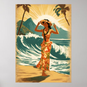  Hawaïaanse reizen Honolulu Mid-Pacific Poster