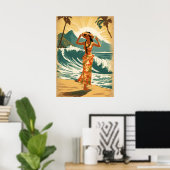 Hawaïaanse reizen Honolulu Mid-Pacific Poster (Thuiskantoor)