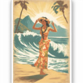 Hawaïaanse reizen Honolulu Mid-Pacific Sticker (Voorkant)