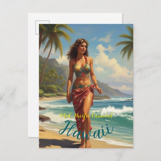 Hawaiaanse Reizen Honolulu Midden-Pacific Retro St Uitnodiging Briefkaart (Voorkant / Achterkant)