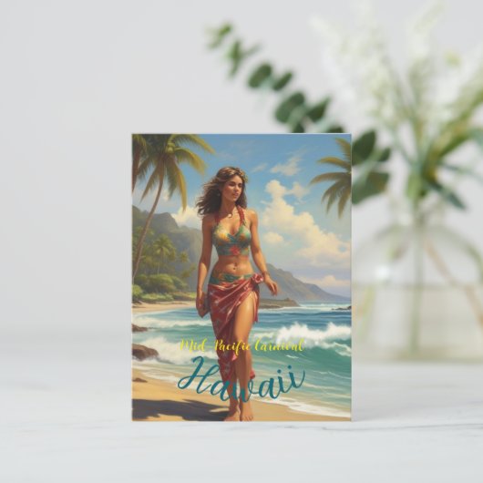 Hawaiaanse Reizen Honolulu Midden-Pacific Retro St Uitnodiging Briefkaart (Staand voorkant)