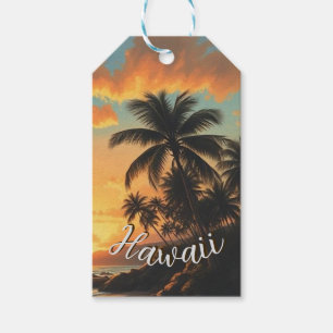 Hawaiaanse reizen strand zee zonsondergang in vint cadeaulabel
