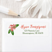 Hawaïaanse retouradres labels Red Plumeria Flower (Insitu)