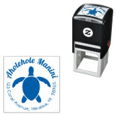 Hawaïaanse retouradres stempel Zee Turtle Round (In situ)