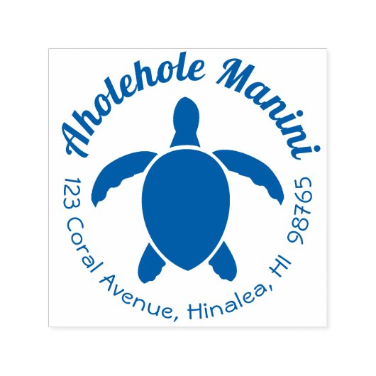 Hawaïaanse retouradres stempel Zee Turtle Round (Design)
