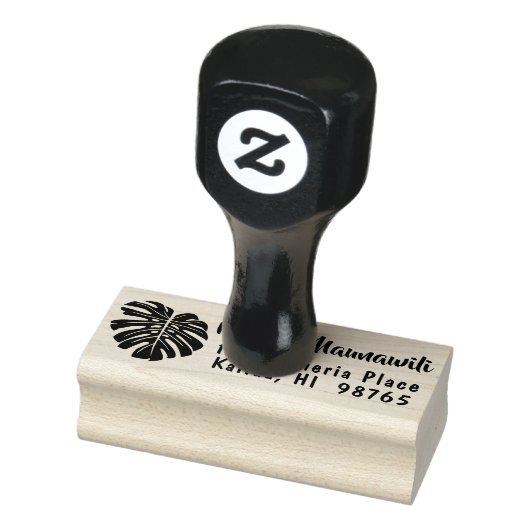 Hawaïaanse retouradresstempel Monstera Leaf Custom Rubberstempel (Stempel)