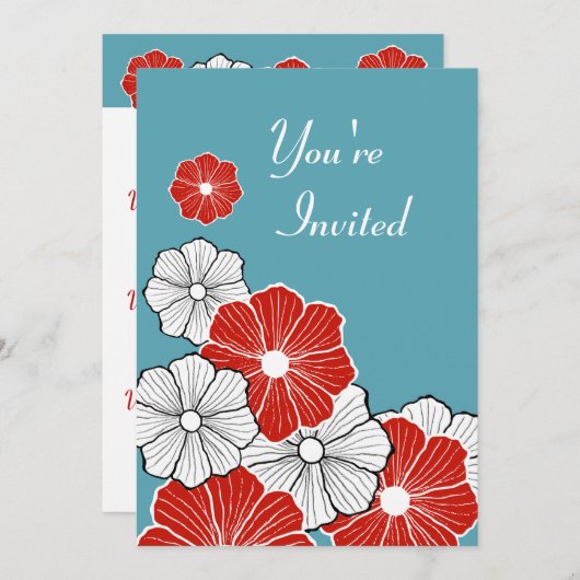 Hawaïaanse Retro Uitnodigingen (Voorkant / Achterkant)