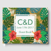 Hawaïaanse rode Hibiscus Luau bruid & bruidegom In Gastenboek (Voorkant)